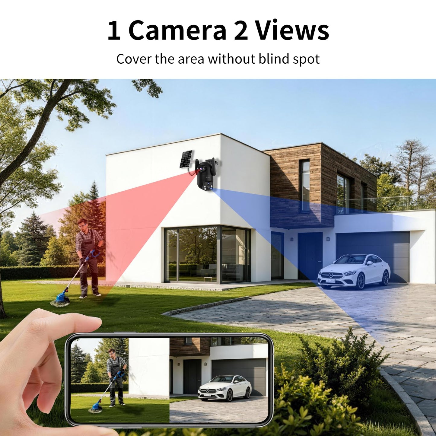 Wireless Home Security Cameras System,Solar Power PTZ Outdoor Cameras,Motion Detection,Night Vision,Water-Proof,2-Way Audio,No Subscription Fee,Cloud/SD Card Storage