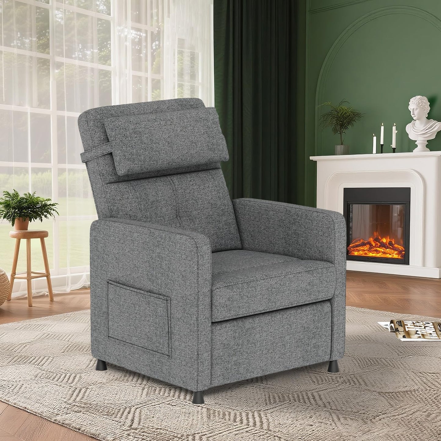 Power Recliner Chair, Adjustable Electric Reclining Chair for Adults, Overstuffed Tall Back Sofa with Padded Seat, 2 Side Pockets & USB Port, Home Theater Seating for Living Room - Gray