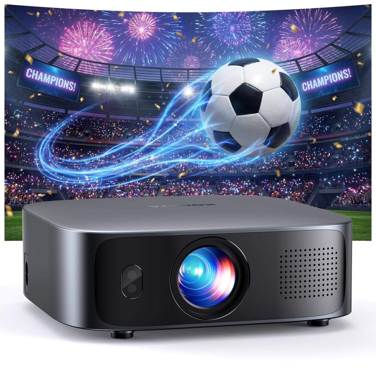 Short Throw Projector 4K with WiFi and Bluetooth,2000ANSI Auto Focus Keystone Smart Projector Built in Apps Dolby Audio Home Theater Movie Portable Outdoor Projector Ceiling Gunmetal