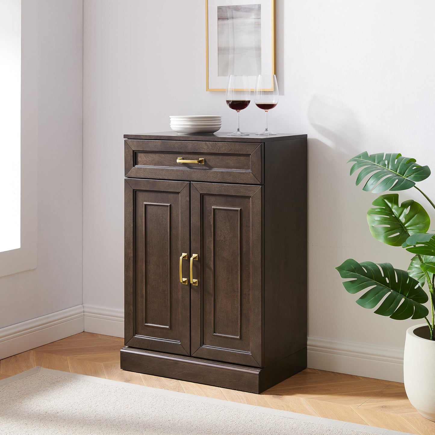 Crosley Furniture Stanton Pantry Storage Cabinet with Shelves, Kitchen, Dining, or Laundry Room, Coffee