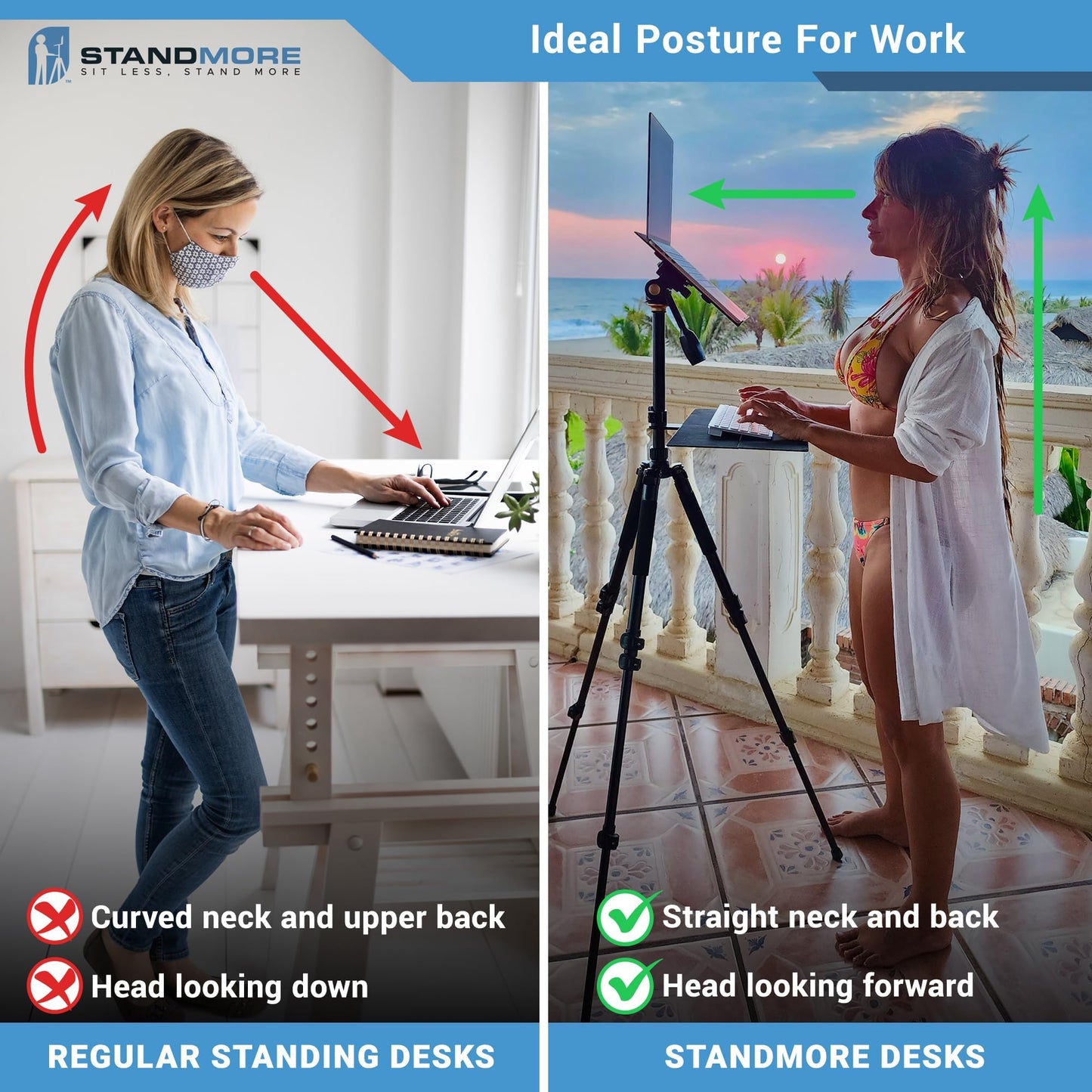 Portable Standing Desk with Keyboard Tray - Ergonomic, Height Adjustable Table with Carrying Bag for Indoor and Outdoor Use. Lightweight Design to Work Anywhere, Stay Healthy, and Stand More