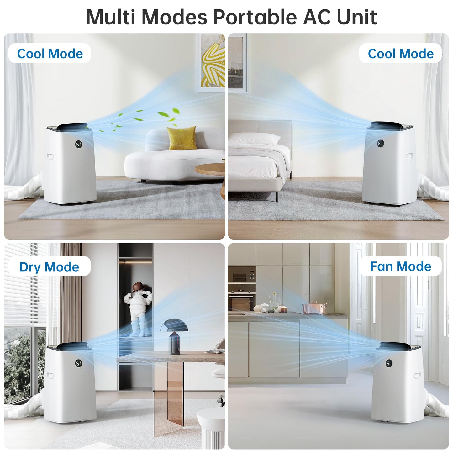 Humhold 14000BTU Portable Air Conditioners Inverter Technology,Dual Hose Fast Cooling Portable AC Unit for Large Room up to 700 sq.ft, w/t Dehumidifier & Fan, (42dB) Quiet Sleep Mode, Remote Control