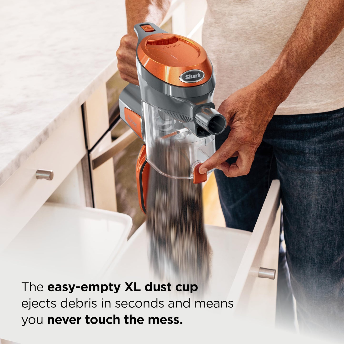 Shark Rocket Ultra-Light | Corded Stick Vacuum Cleaner for Carpet, Rugs & Hard Floors | Lightweight Hand Vacuum for Pet Hair & Upholstery | Swivel Steering | 2 Attachments | Gray/Orange | HV301