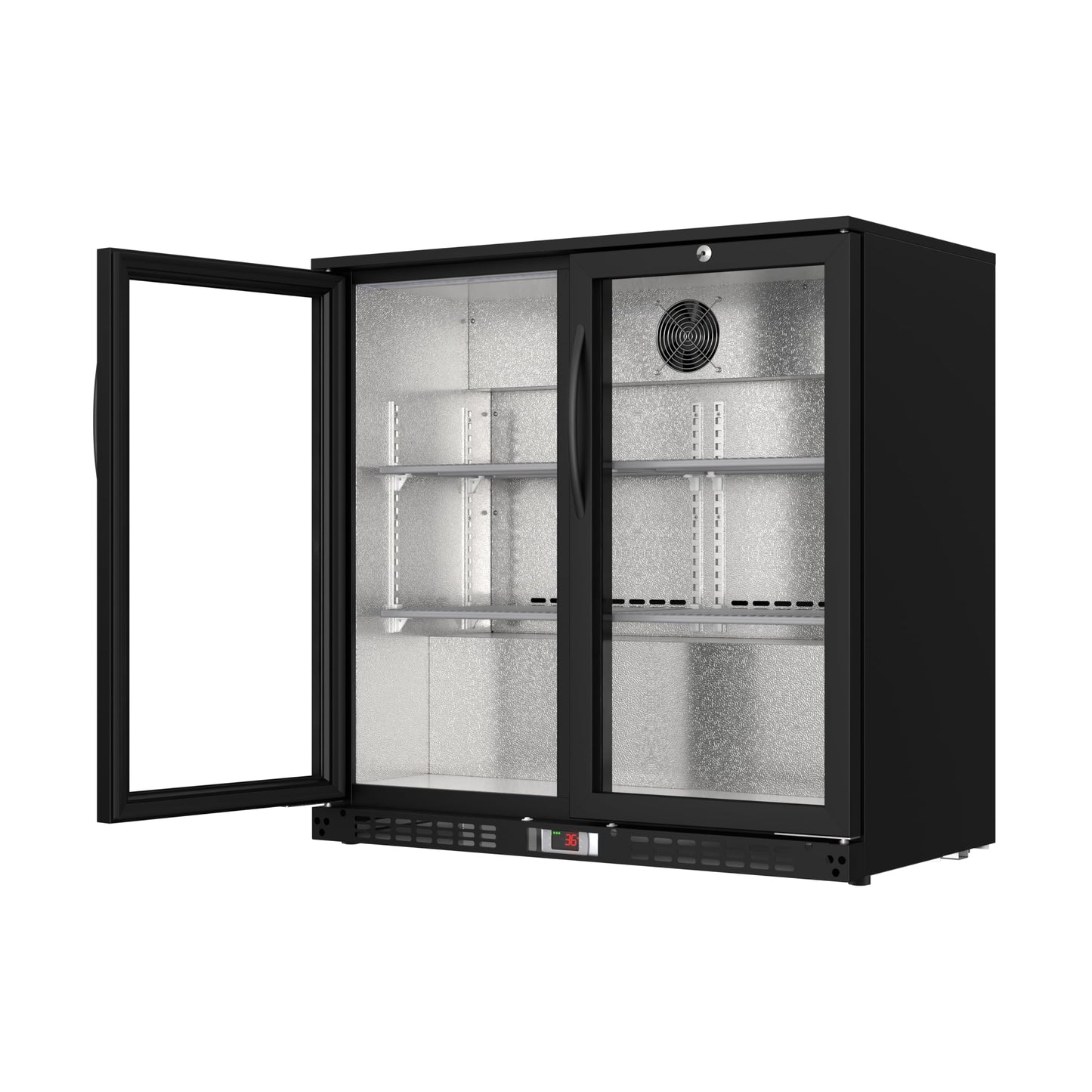 KoolMore BC-2DSW-BK Refrigerator, Double Door, Black