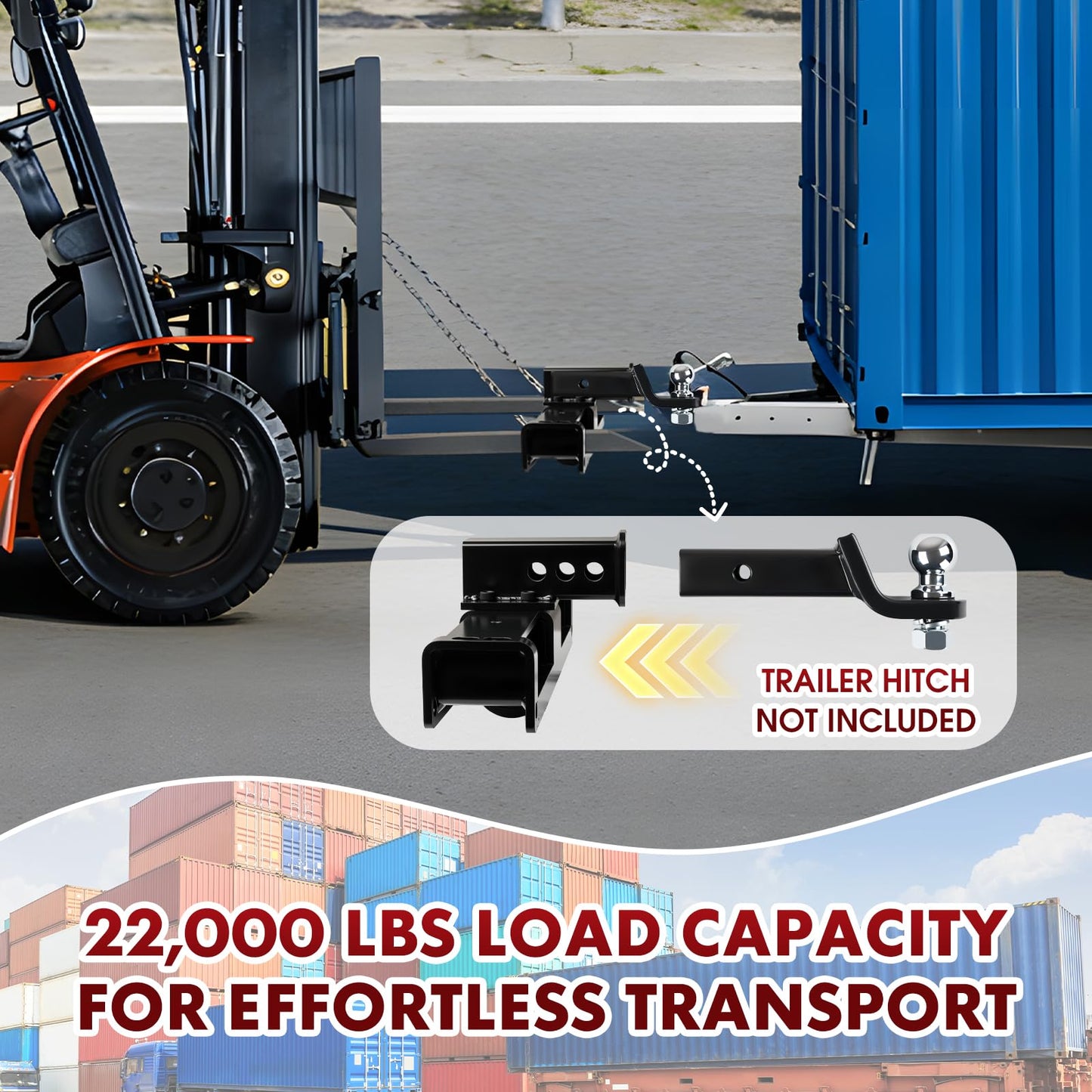 10 Ton Heavy Duty Forklift Lifting Hook, Forklift Trailer Hitch Attachment for Lifting & Towing Generators and Machinery, Fork Lift Attachment Fits Standard Forklift Tractor Forks (MAX 22000lbs)