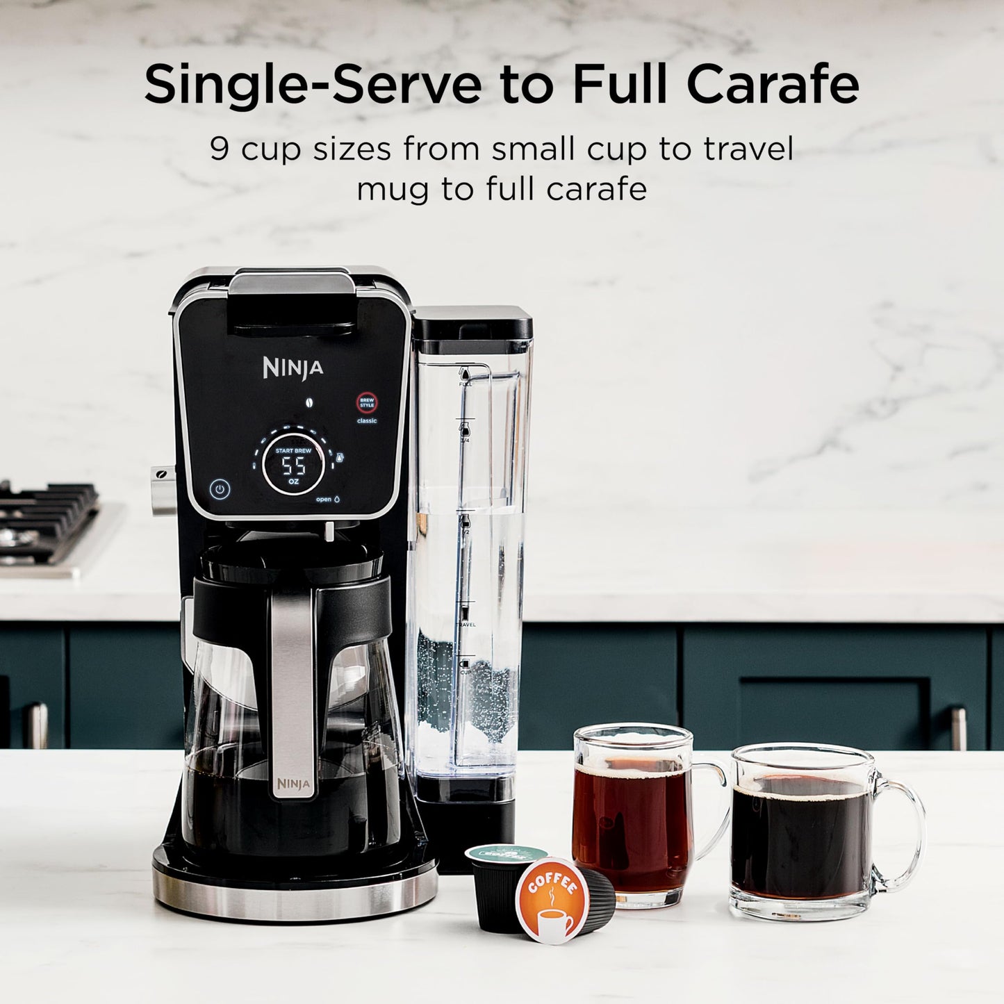 Ninja Specialty Drip Coffee Maker | DualBrew™ Pro Specialty Coffee Machine w/ Frother, Paper Filter | Brew with Pods & Grounds, K Cups Compatible | 4 Brew Styles, 13 Cup to Pot Sizes | Black, CFP301
