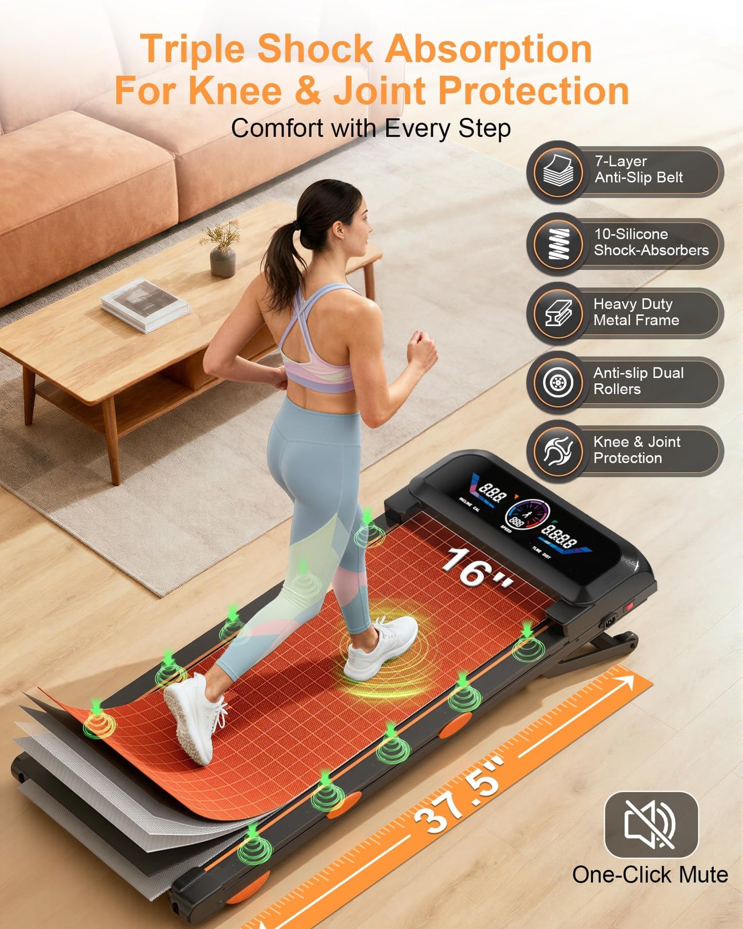Walking Pad with 15% 12-Level Auto Incline/Bluetooth Speaker/RGB Light, 3 in 1 Under Desk Treadmill, 3.5HP Quiet Portable Treadmill for Home Hiking, 450lbs Capacity, APP & Remote