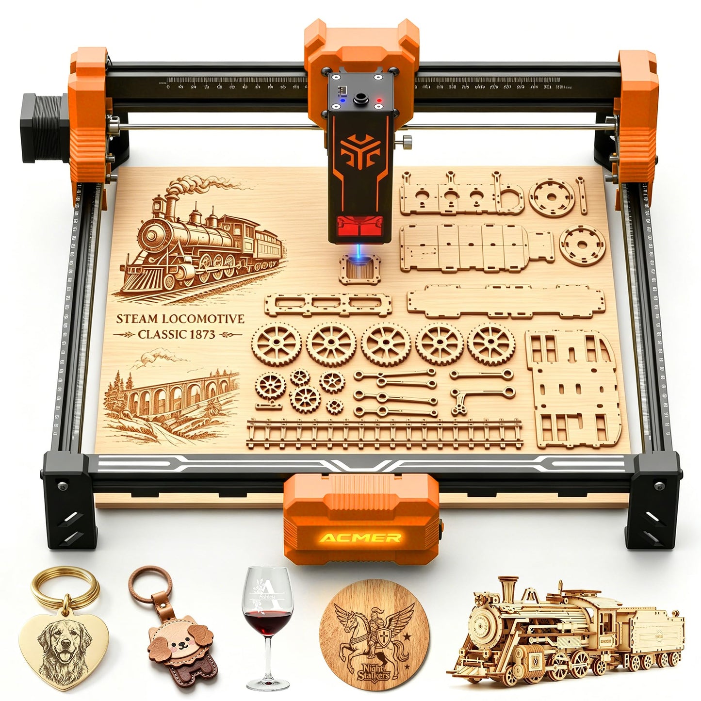 Laser Engraver, ACMER S2 12W (12,000mW) Laser Cutter Machine, 72W Output, 0.01mm Precision, 300x300mm Area, 10000mm/min Speed, for Wood, Metal, Leather, Acrylic, DIY & Education
