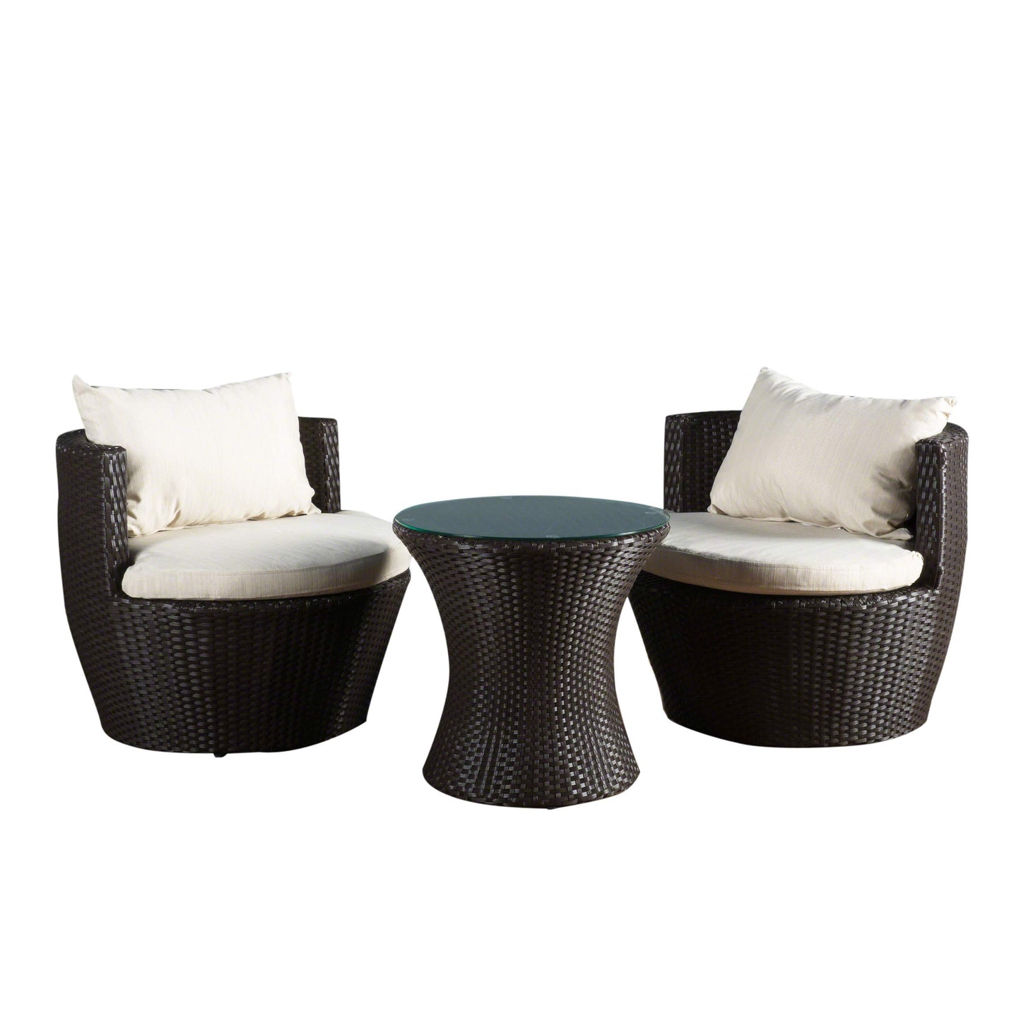 Christopher Knight Home Kono PE Wicker Chat Set, 3-Pcs Set, Brown