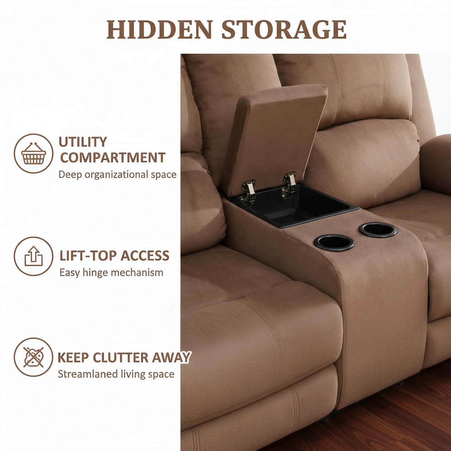 Trygoal Manual Recliner Sofa Set, Pineapple Velvet Reclining Living Room Furniture Set, Adjustable Backrest Reclining Loveseat Sofa and a 3 Seater Couch Furniture Set for Living Room, Brown