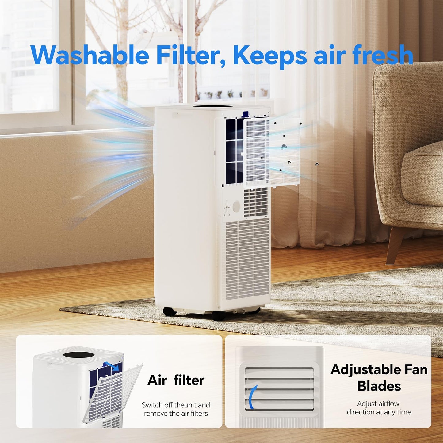 Eastdream 16000 BTU Portable Air Conditioner for Rooms Up to 850 Sq. Ft., Smart WiFi AC Unit with App & Remote, 5-in-1 Cooling, Dehumidifier, Fan, Sleep Mode, 24H Timer, Window Kit Included