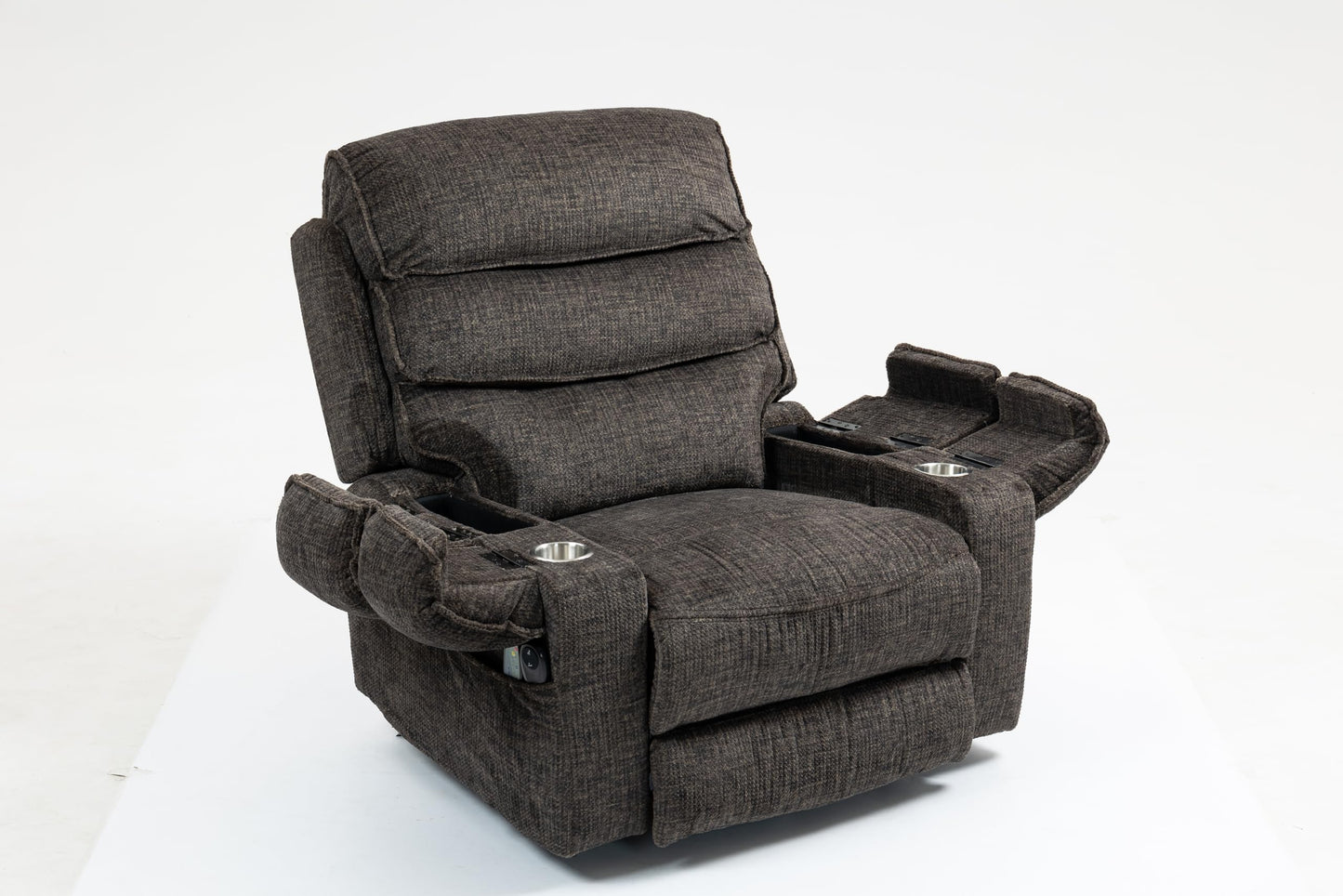 GDFStudio Lay Flat Power Lift Recliner Chair with Heat Massage Dual Motor Infinite Position Recliner USB and Type C Charging Cup Holders for Living Room Bedroom, Dark Gray