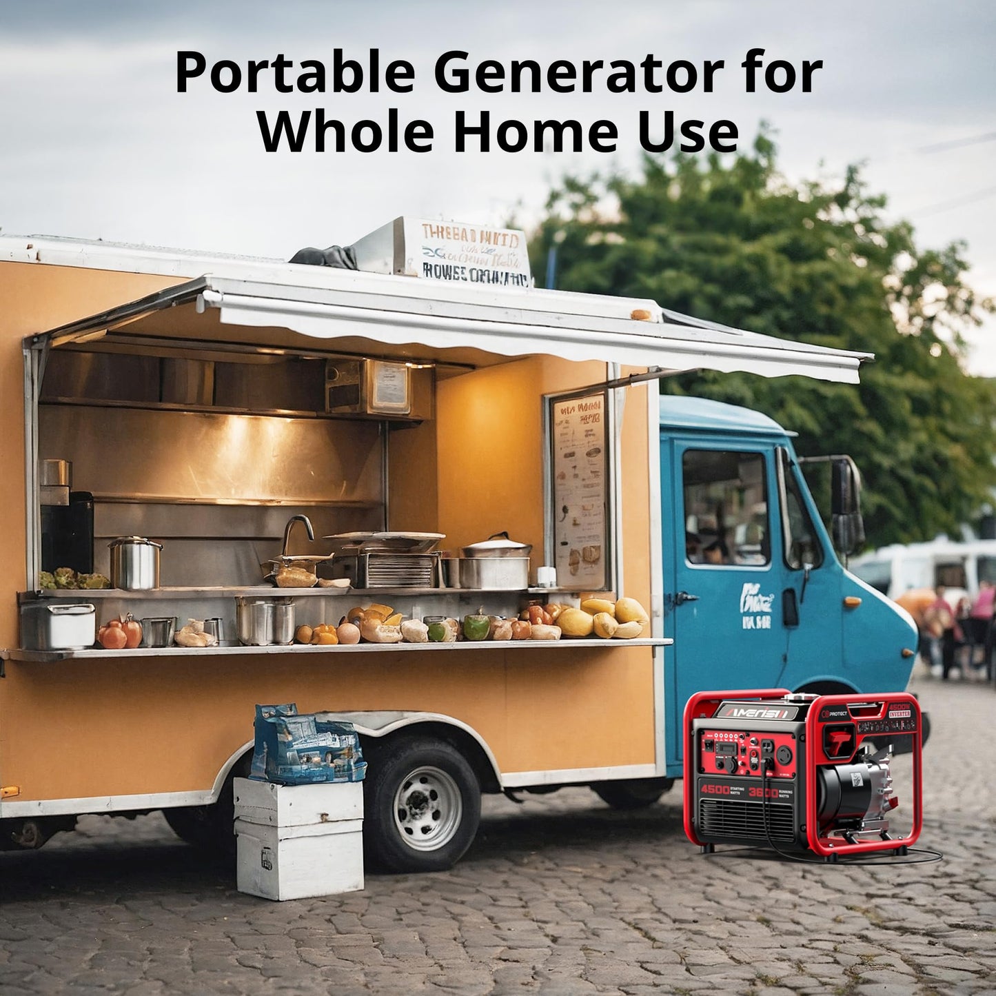 AMERISUN Gas Powered Generator 4500-Watt, Portable Inverter Generator with CO-Sensor, Parallel Capable Long Run Time for Camping Tailgating Home Emergency Use, EPA Compliant