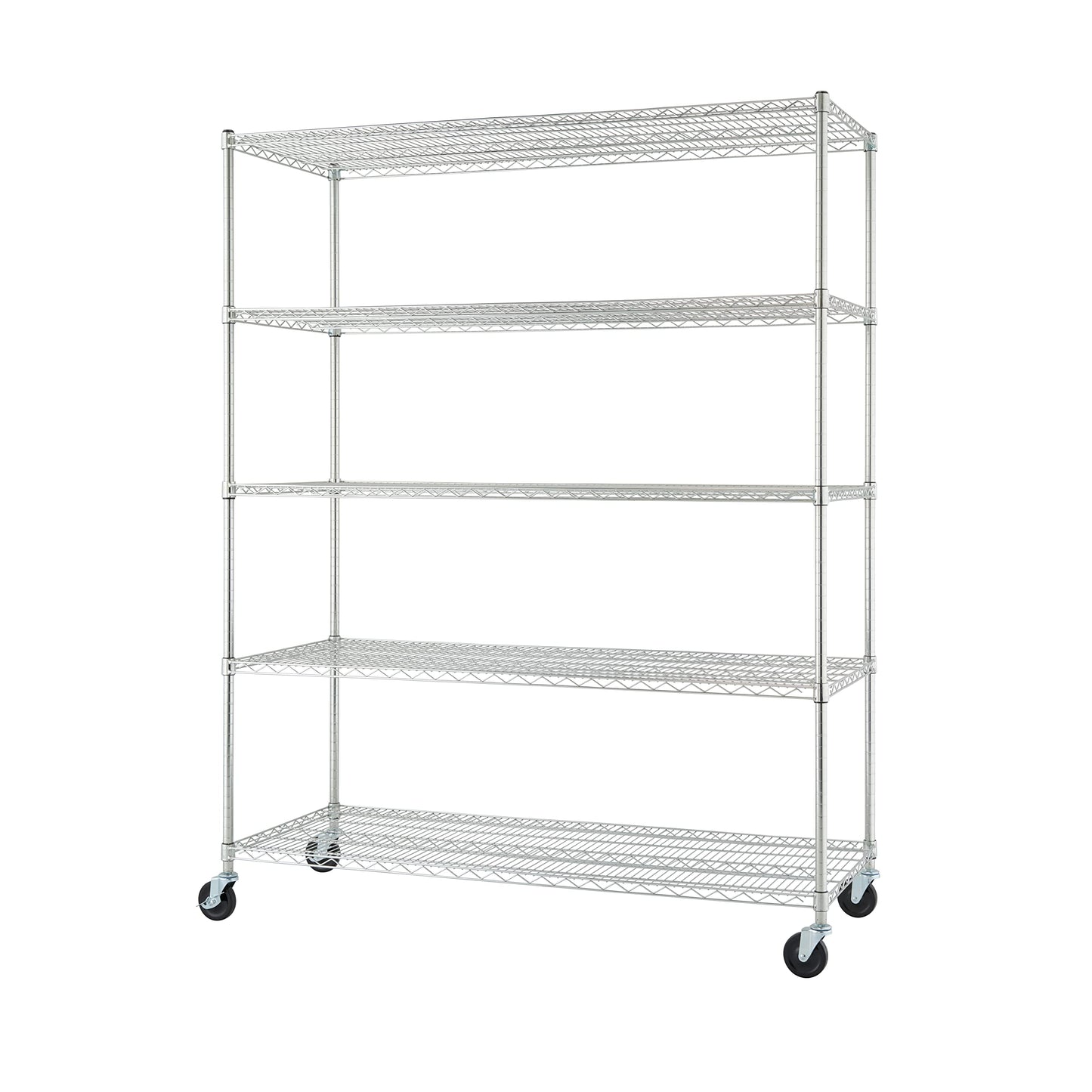 Trinity Basics TBFC-0931 5-Tier Adjustable Wire Shelving with Wheels for Kitchen Organization, Garage Storage, Laundry Room, NSF Certified, 600 to 2250 Pound Capacity, 60” by 24” by 77”, Chrome