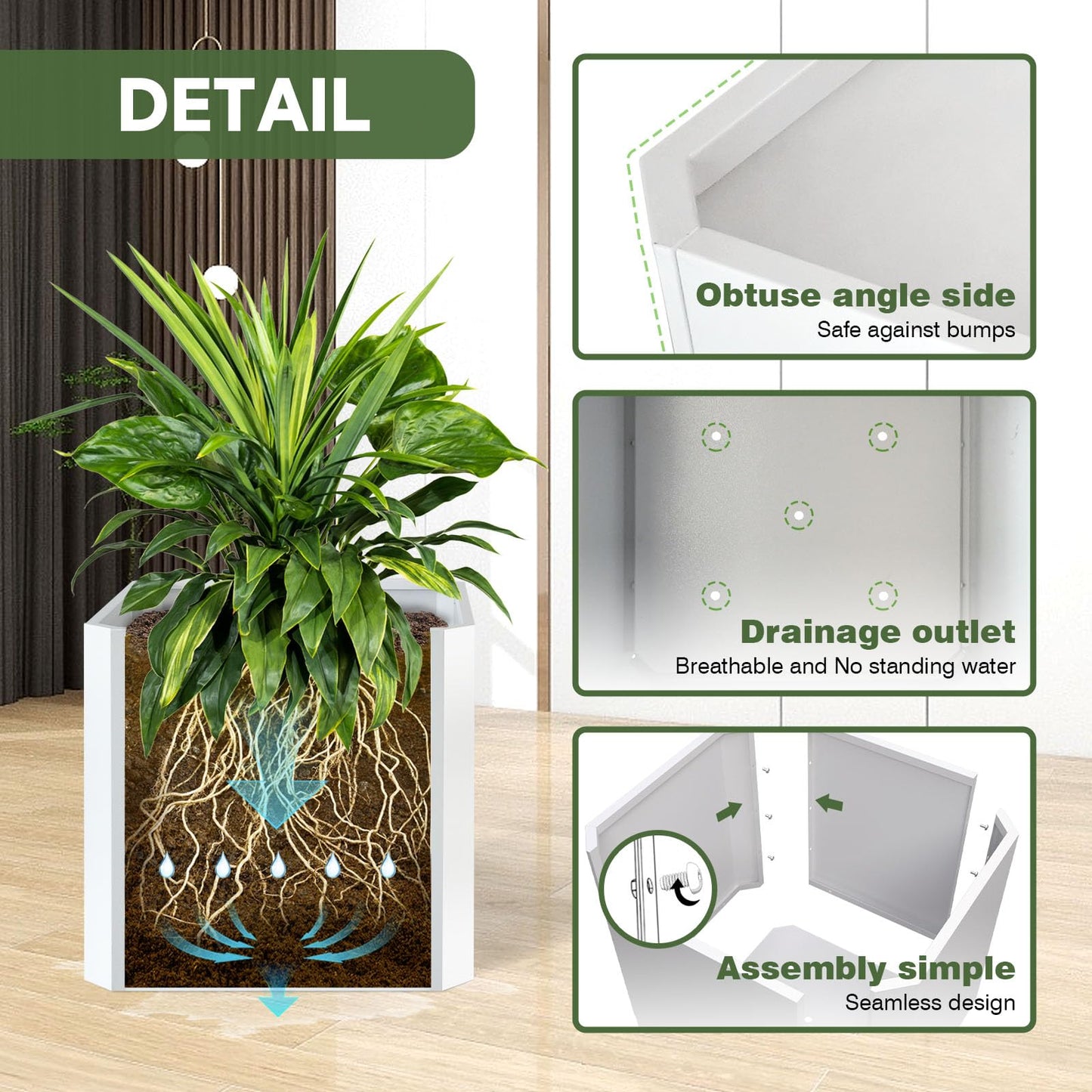 GJWCVL Steel Planter Box-24"x24"x24"-Large Square Planter Box-Outdoor Indoor-White Metal Planter Box Cube Steel Planters Heavy Duty Commercial Residential for Porch Patio Home Garden Hotel
