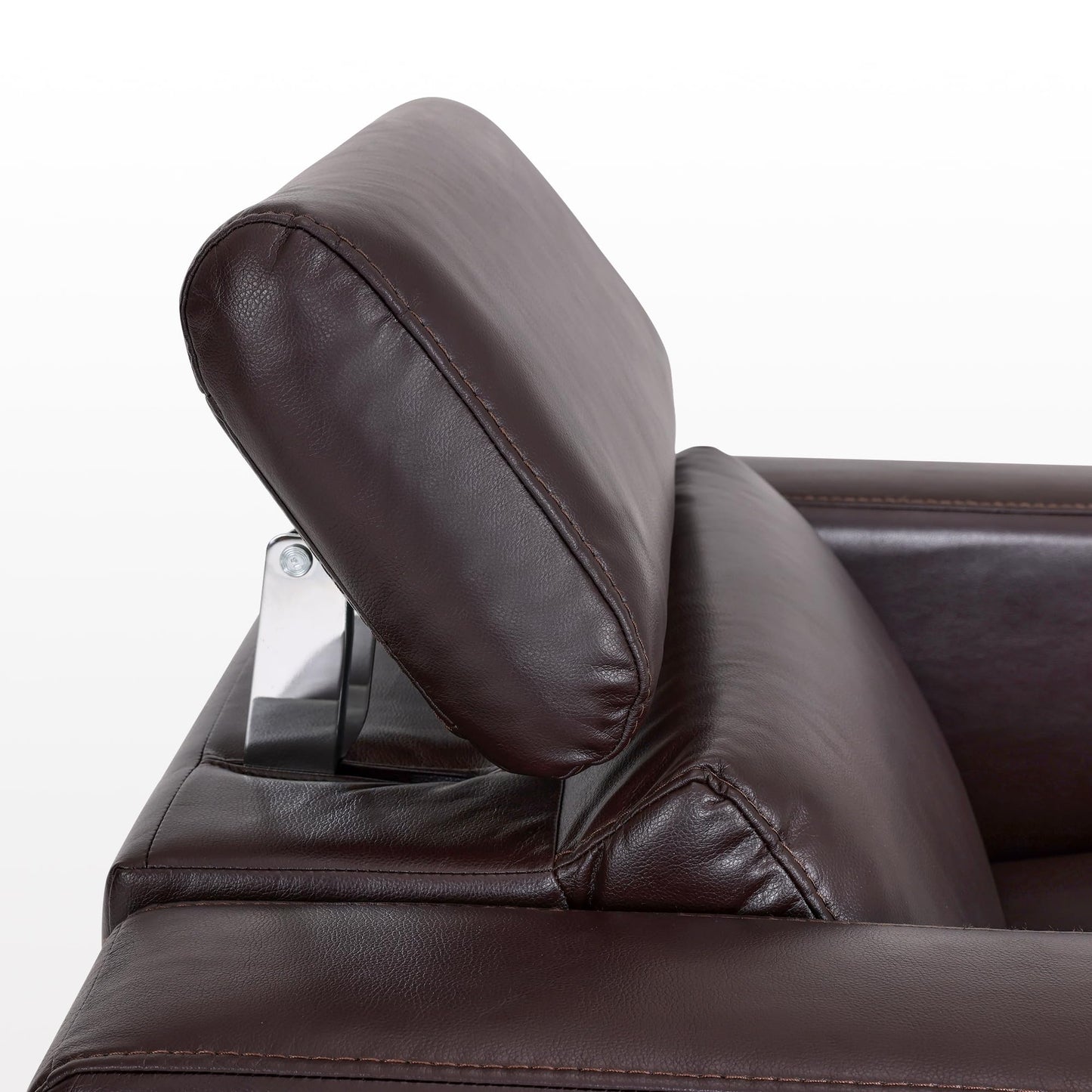 MCombo Zero Wall Recliner Chair, Wall Hugger Power Recliner Chair with Adjustable Headrest, High Wood Leg, USB & Type C Dual Charge Ports, for Living Room, Small Spaces, HL128 (Faux Leather, Brown)