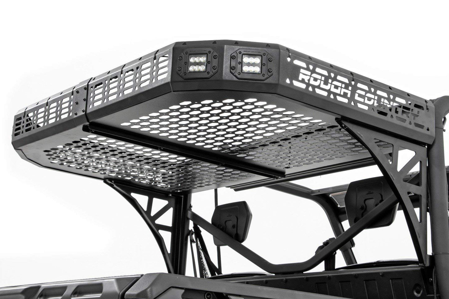 Rough Country Rear Cargo Rack for Polaris Ranger 1000 & XP 1000 - Heavy-Duty Steel with Tie-Down Mesh Panels, Easy Bolt-On Install