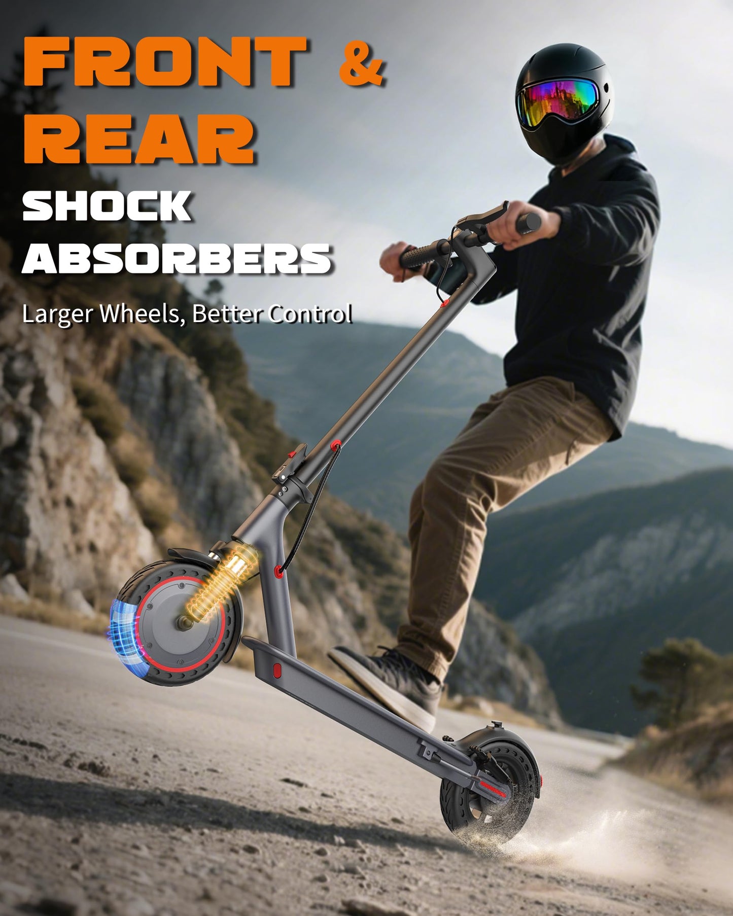 VOLPAM Electric Scooter with 8.5"/10" Solid Tire, 350W/500W Powerful Motor & 19/22 MPH Top Speed, 16-28 Miles Long Range, Folding E Scooter Choice