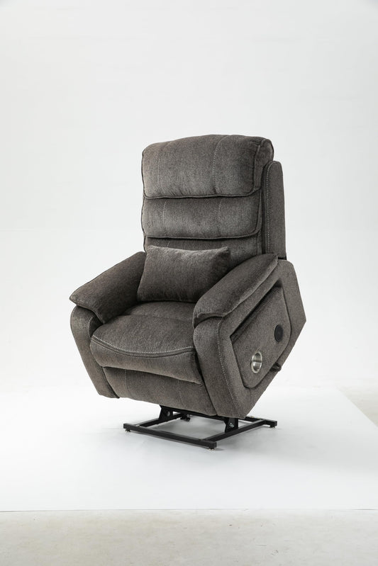 GDFStudio Oversized Power Lift Recliner Chair with Heat Massage Wireless Charging 180 Degree Lay Flat Electric Reclining Sofa with Cup Holder and Dual Remote Control, Light Brown