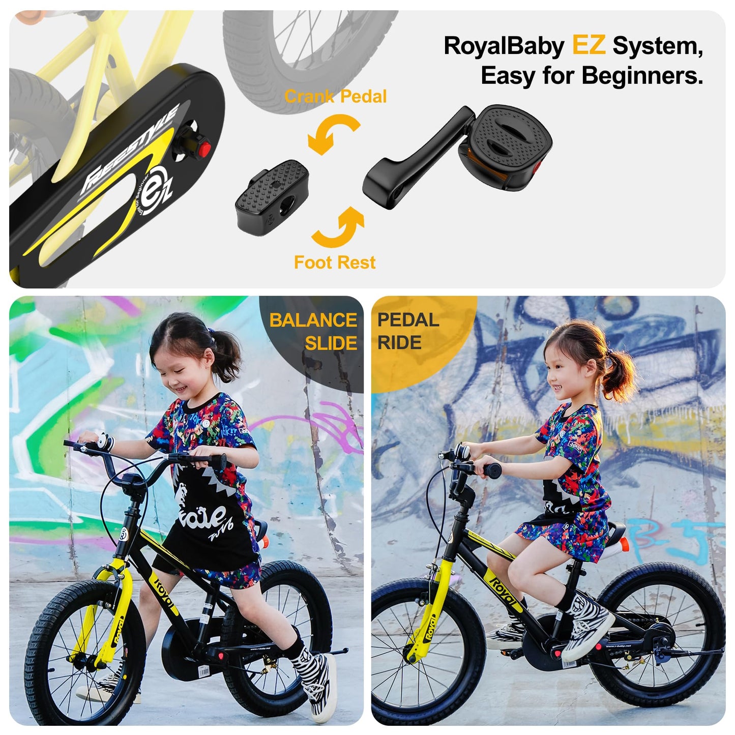 RoyalBaby EZ Kids Bike, 18 Inch Wheel Bicycle with Quick Release Crank for Beginners Easy Learn Biking, Boys Girls Ages 5-9 Years, Red