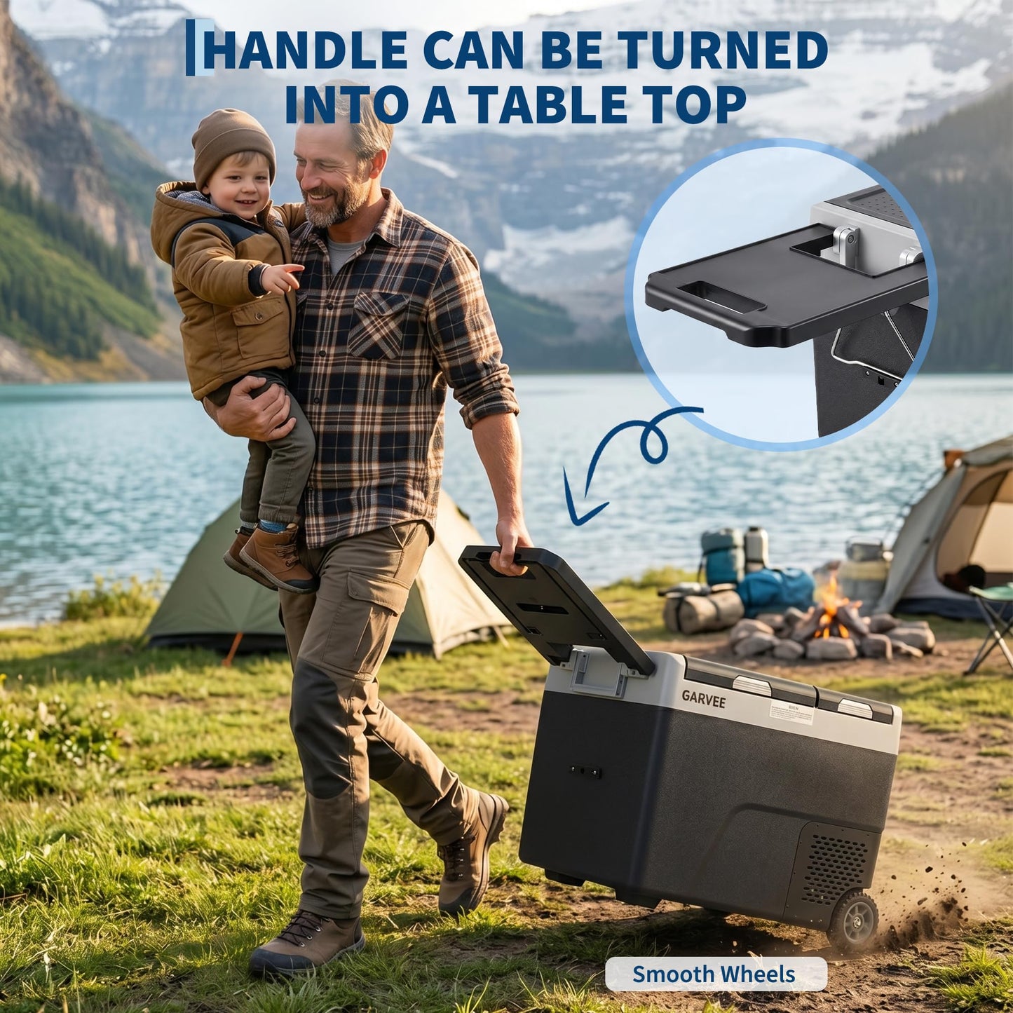 Garvee 40QT(38L) Car Refrigerator,12/24V DC & 100-240V AC Compressor Electric Cooler,Dual Zone,APP Control,-4℉-68℉,Portable Refrigerator with Wheels for Outdoor Camping,Travel Vehicles Home Use
