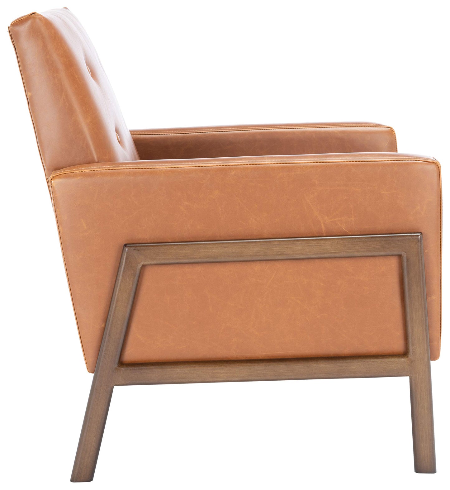 SAFAVIEH Home Collection Roald Faux Leather Sofa Accent Club Chair ACH6209C, Light Brown/Antique Coffee