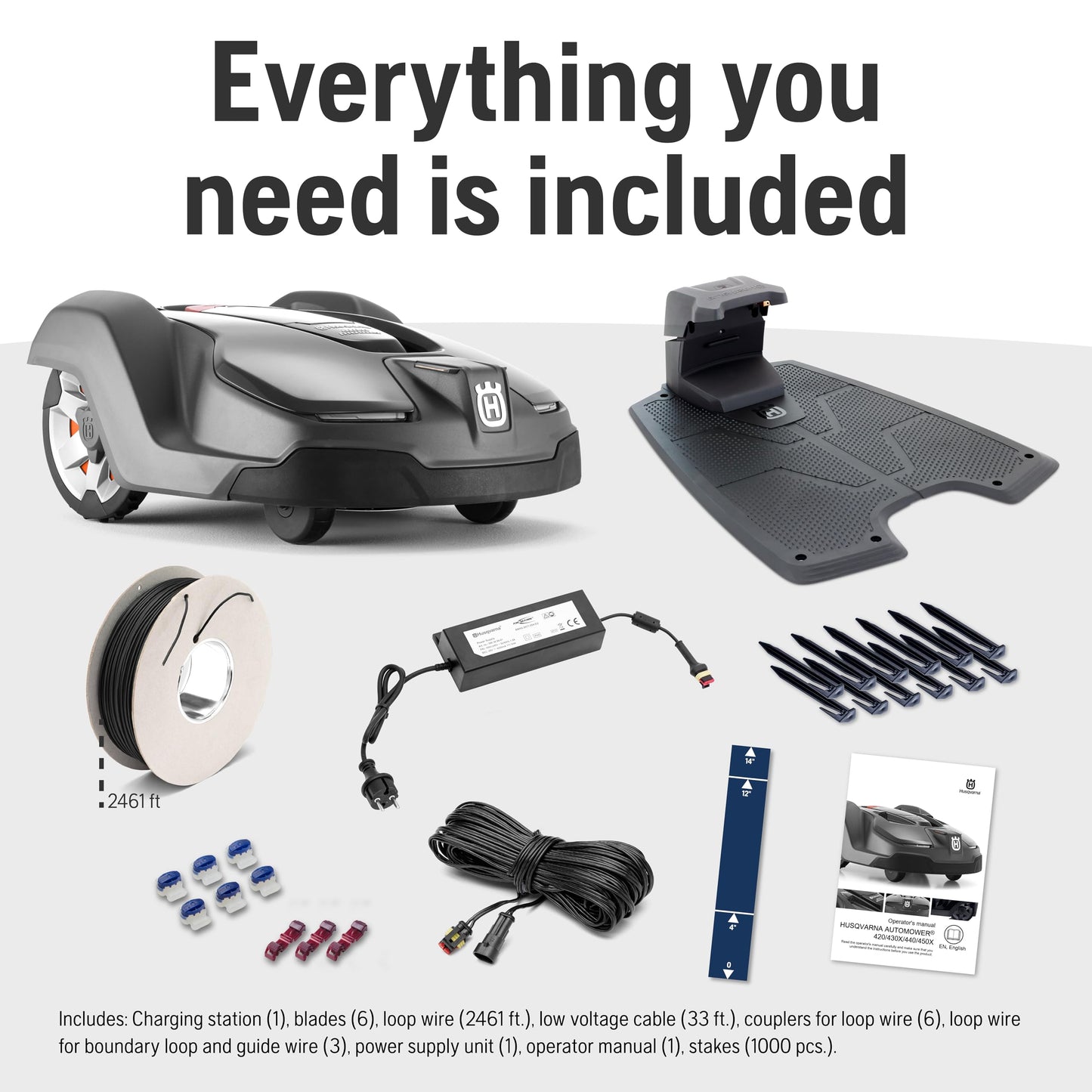 Husqvarna Automower 430X Robotic Lawn Mower with GPS Assisted Navigation, Automatic Lawn Mower with Self Installation and Ultra-Quiet Smart Mowing Tech for Medium to Large Yards (0.8 Acre), 967852845