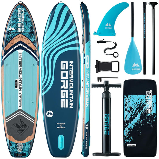 11'x34 Ultra Wide Inflatable Paddle Board, Stand Up Paddle Board &420lb Capacity for All Skill, Paddle Board for Yoga/Family, EVA Deck, US Fin, 100L Bag, High-Pressure Pump, Safety Leash