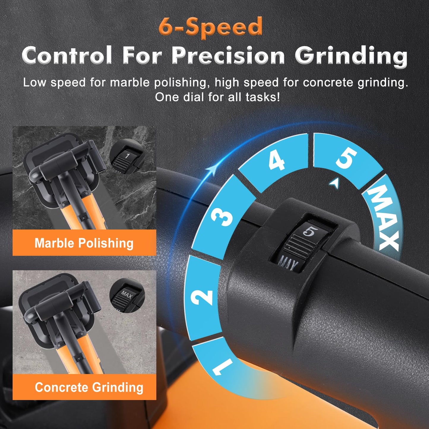 YUCHENGTECH 4-Head Concrete Grinder Set 4" Concrete Surface Grinder Floor Grinder 3800W 0-6000RPM Concrete Surface Planer with Dust Extraction Shroud for Grinding Concrete Cement Marble Granite
