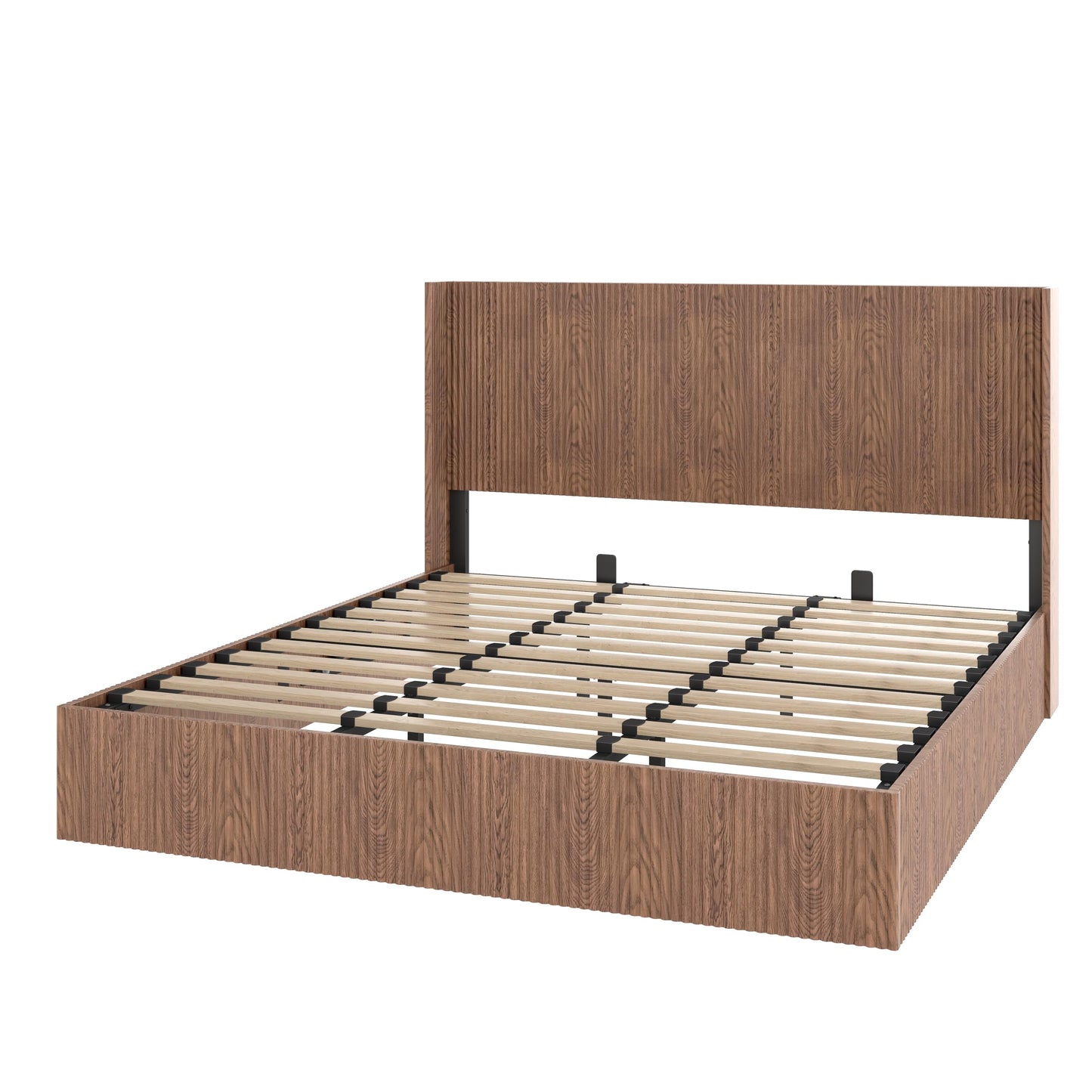 KEIKI King Size Lift Storage Bed Frame with Headboard, Hydraulic Gas Lift Platform Bed with Hidden Storage, Noise-Free Wood Bed Frame, Heavy Duty 1000 lbs, No Box Spring Needed, Walnut