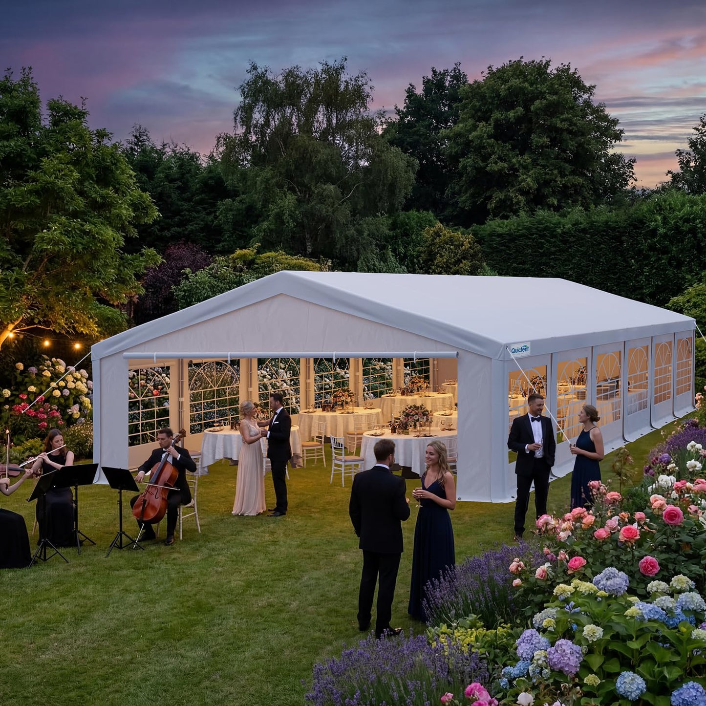 Quictent Premium 20x40 Party Tent Heavy Duty Outdoor Gazebo White Event Shelter Wedding Canopy Tent for Parties Carport BBQ with Removable Sidewall Windows & Storage Bags