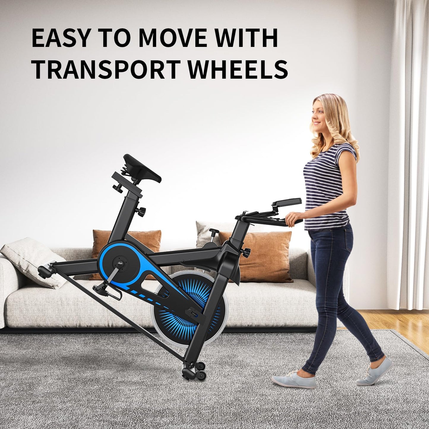 Exercise Bike,Adjustable Resistance Indoor Cycling Bike for Home Exercise - Stationary Bike with Smartphone Holder, LCD Display & Heart Rate Monitor