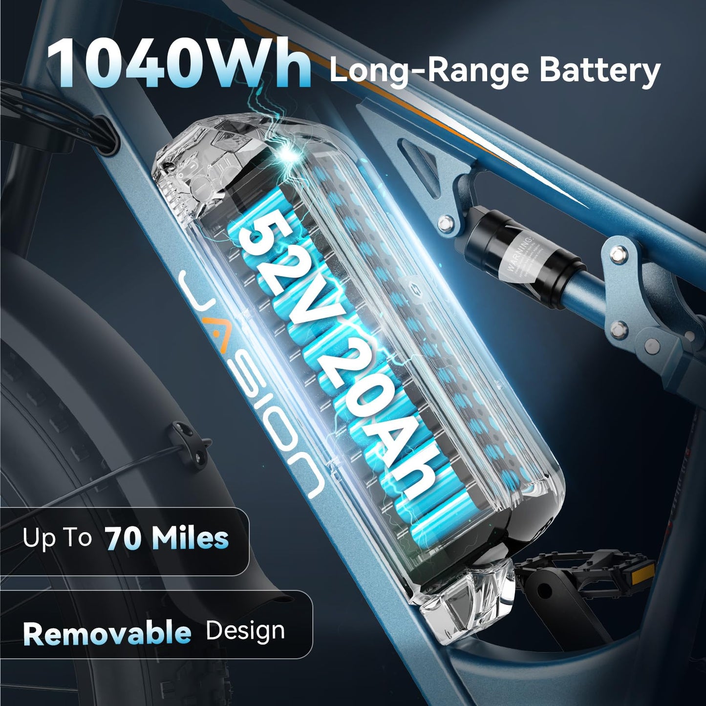 Jasion EB5 Ultra Electric Bike for Adults, Peak 2500W Ebike with 52V 20Ah (1040Wh) Battery, Dual Suspension & Hydraulic Brakes, 26"x4" Fat Tire Off-Road Electric Bicycle