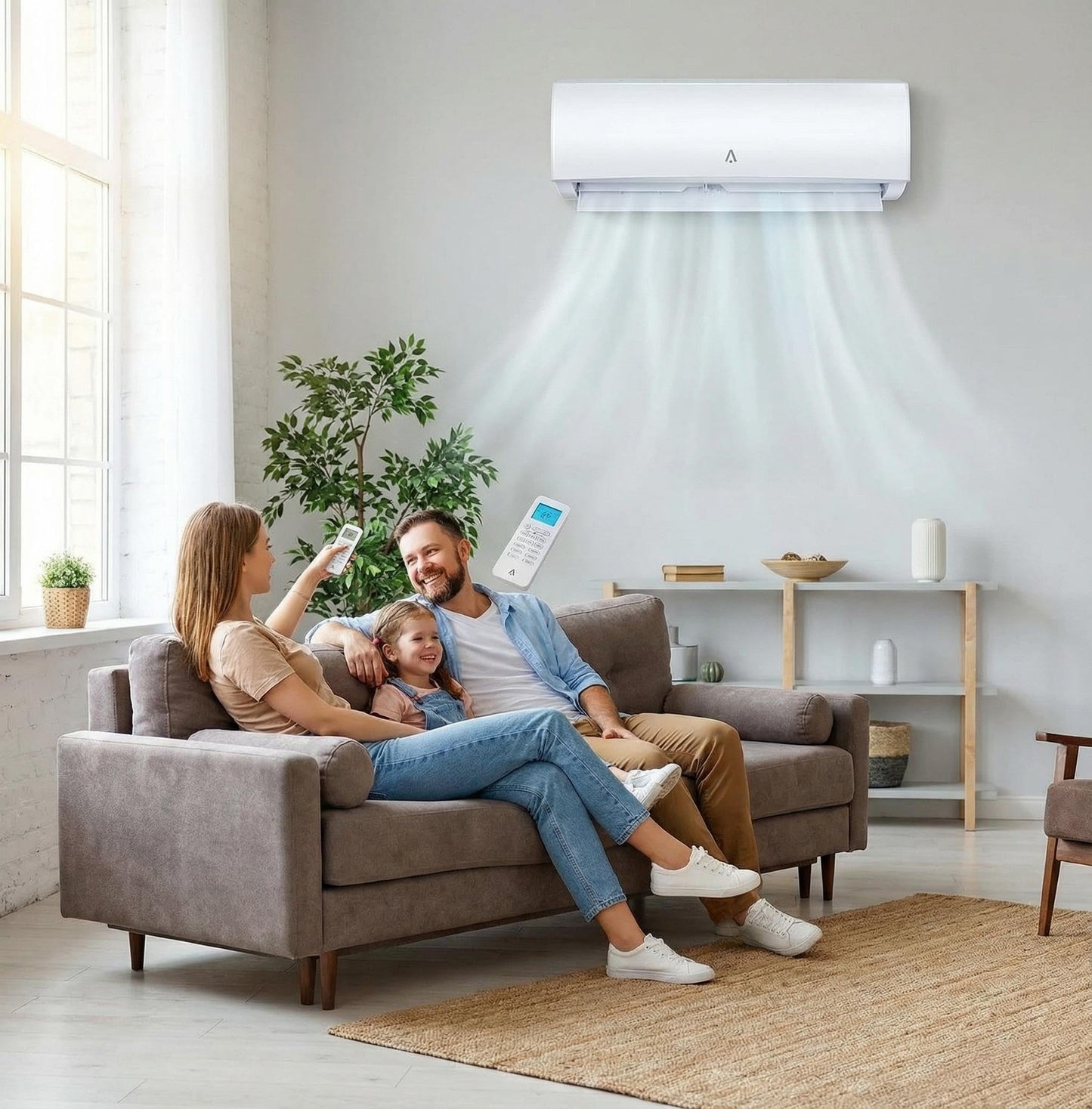 9,000 BTU Mini Split AC/Heating System, Mini Split Air Conditioners, 19 SEER2, Quiet Operation, 115V WIFI Enabled Energy Efficient Mini Split Unit, Installation Kits for Rooms Up to 450 Sq.ft