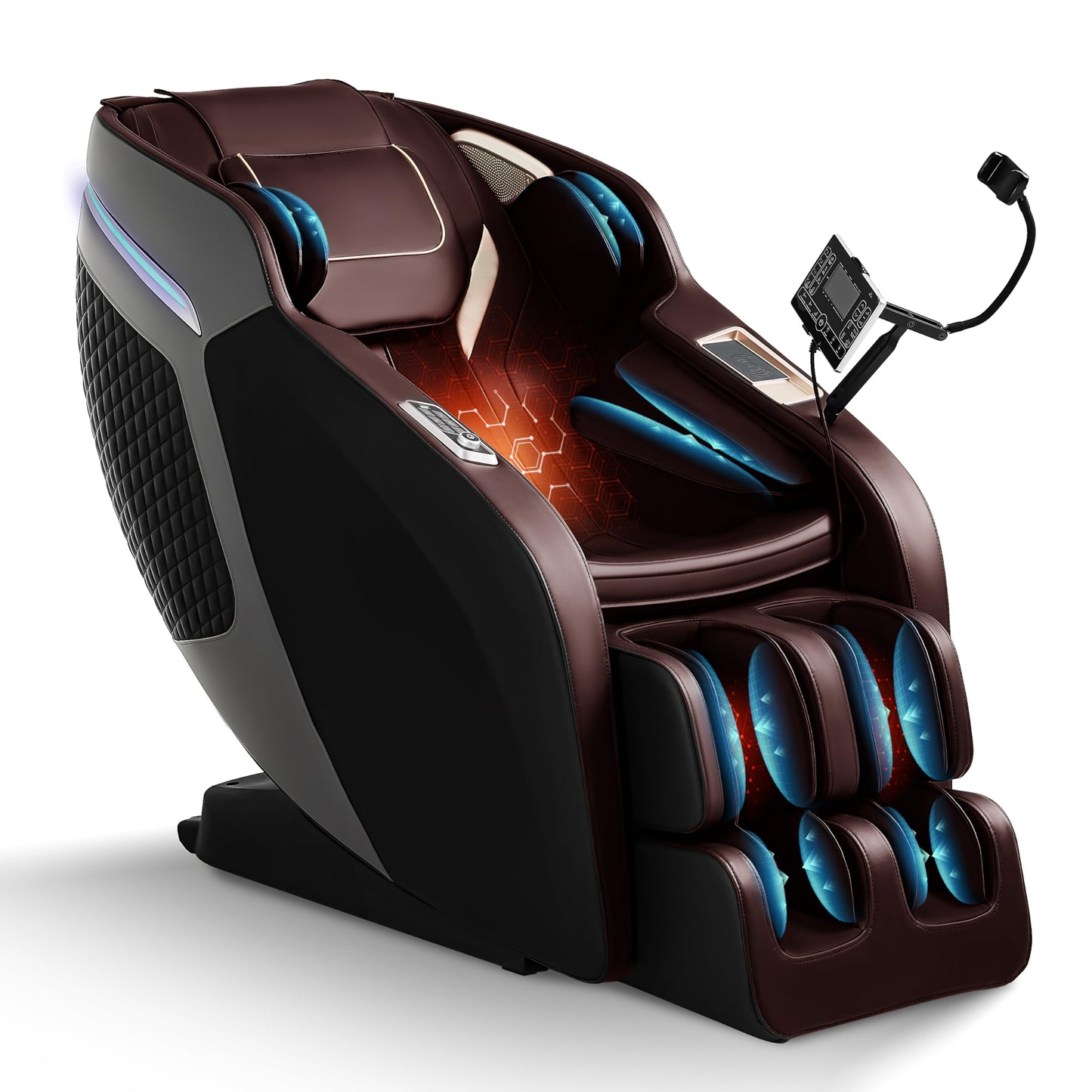Luxury 4D Full Body Massage Chair, Zero Gravity SL-Track Shiatsu Recliner ,18 Auto Modes & 6 Massage Techniques,Lumbar & Calf Heating,Foot Roller and Calf Kneading,Voice/App/Touch Control,Body Scan