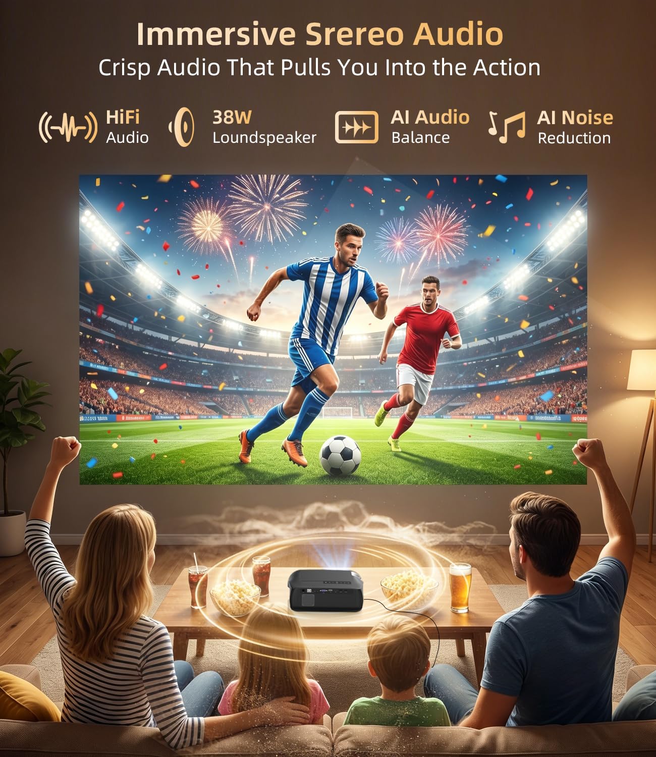 Daytime 4K Smart Projector 1800 ANSI Ultra Bright, Android TV 11.0 Home Theater Projector with WiFi6 and Bluetooth, HDMI, USB, WLAN, Ceiling Mount for Games Consoles, Business, Artwork, Golf Simulator