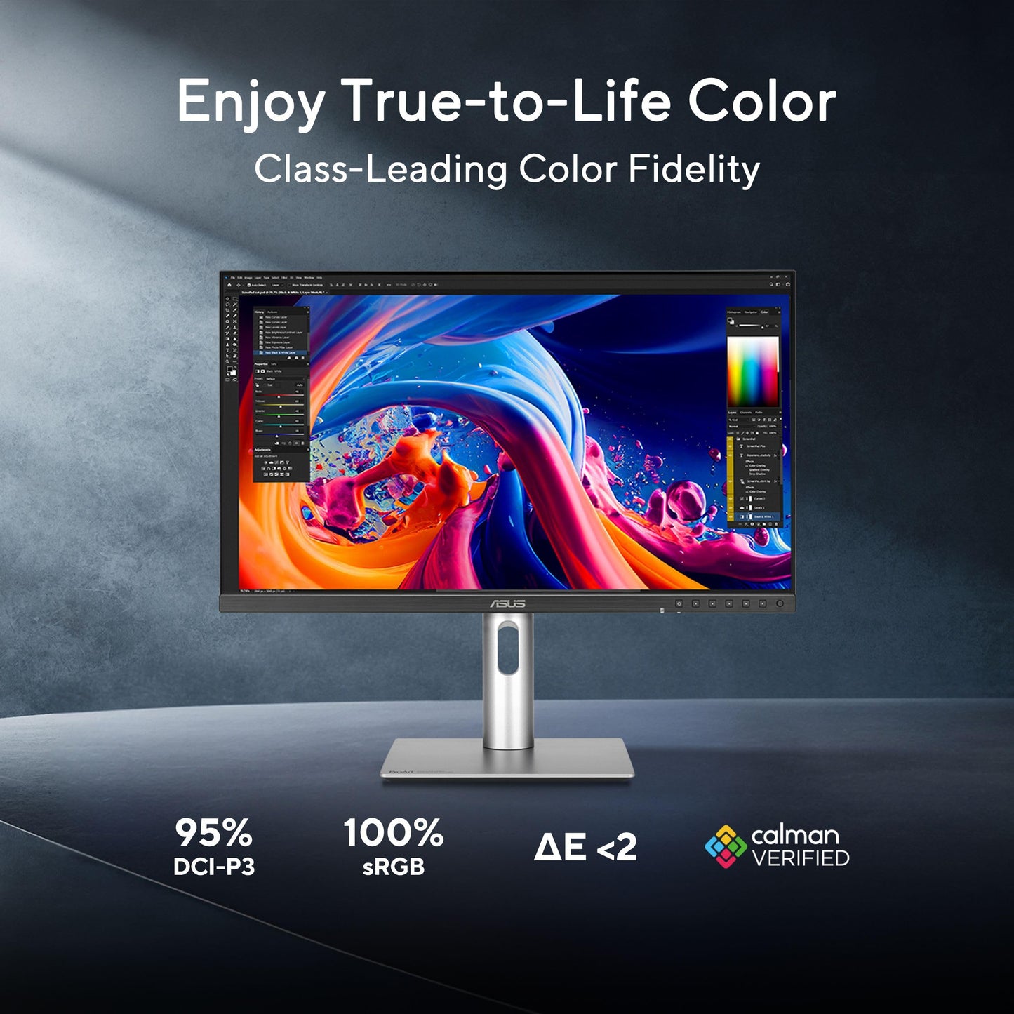 ASUS ProArt Display 27” 1440P Professional Monitor (PA278QGV) – IPS, QHD (2560 x 1440), 95% DCI-P3, Color Accurate, ΔE<2, Calman Verified, 120Hz, HDR-10, Light Sync, Ergonomic, 3 yr Warranty