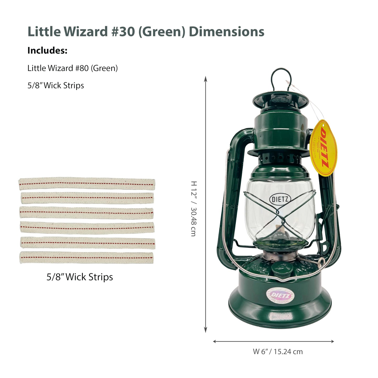 LIGHT OF MINE Little Wizard Oil Lantern, 12in Height, 17 oz Capacity, 23 Hour Burn Time, Green, Model PARE-CHIMN