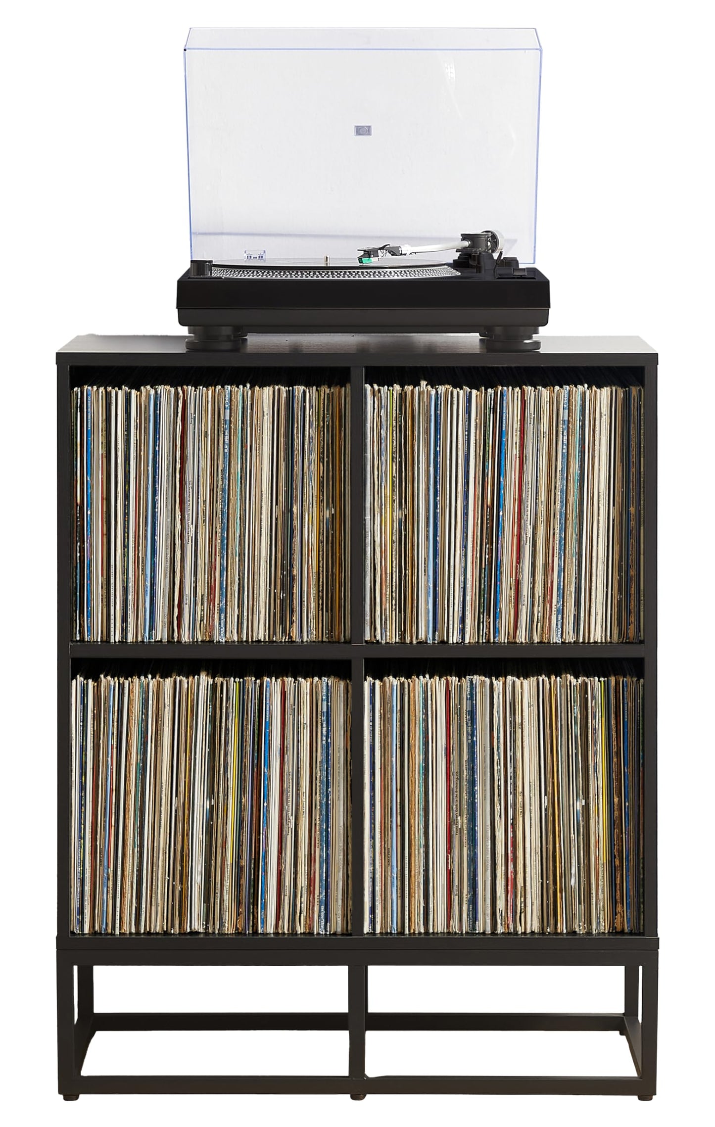 Crosley Furniture Enzo Record Storage Cube Bookcase, Vinyl Records Holder and Player Stand, Black