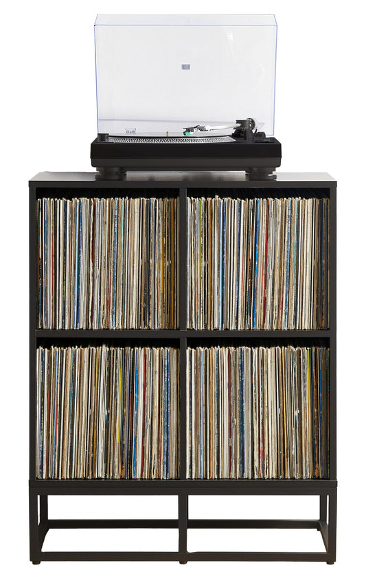 Crosley Furniture Enzo Record Storage Cube Bookcase, Vinyl Records Holder and Player Stand, Black