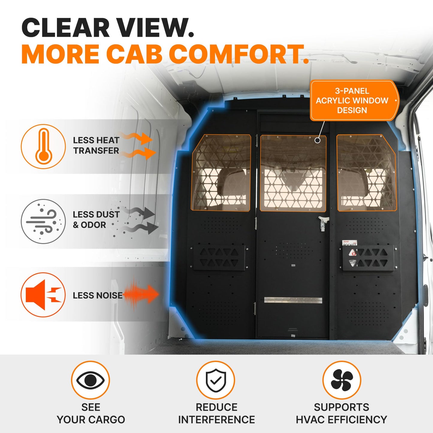 MELIPRON Van Partition Bulkhead Fit for Ford Transit Medium Roof
