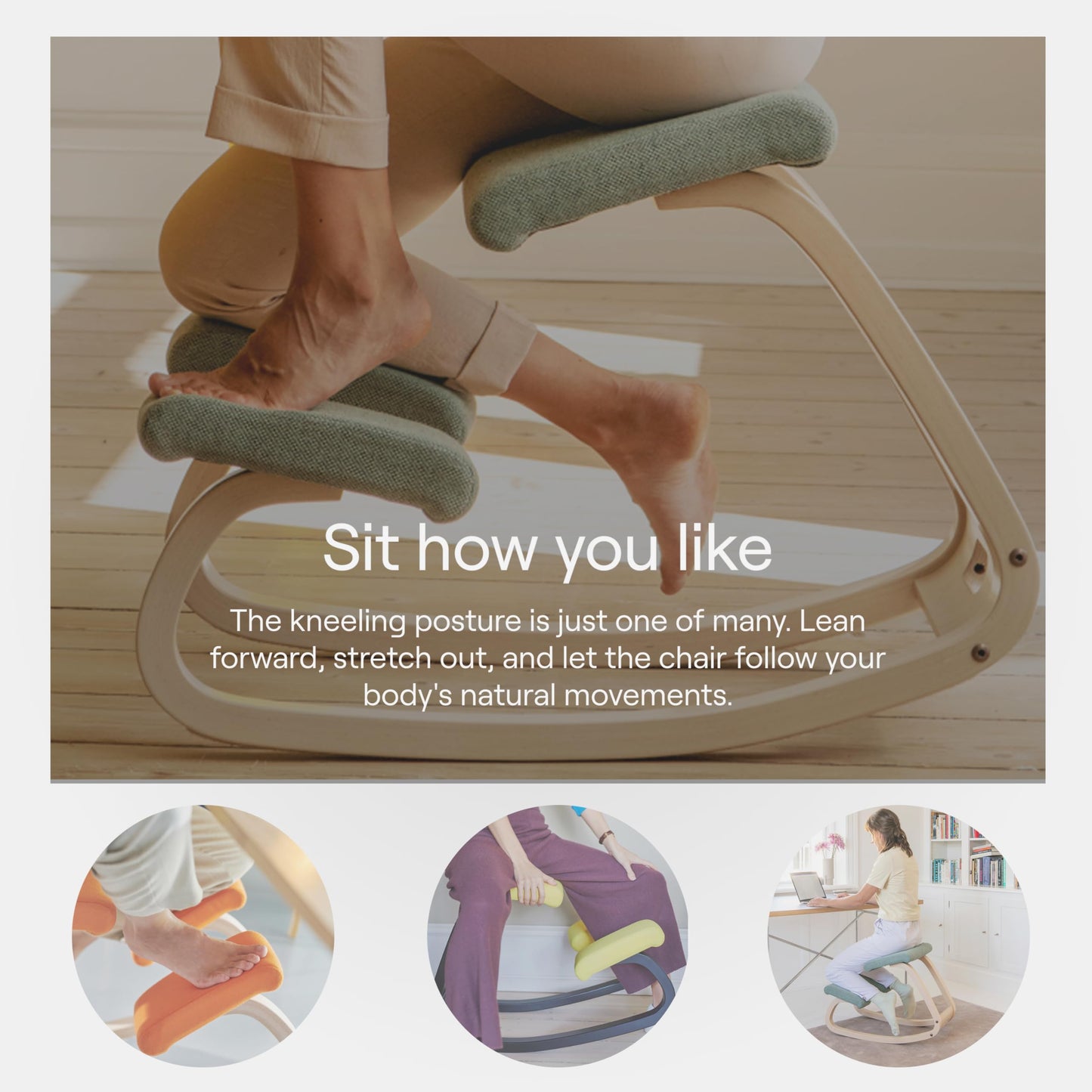 Varier Premium Ergonomic Kneeling Office Chair – Heavy Duty Posture Corrector Seating, Luxury Home Office Desk Chair, Adjustable Office Chair Solution for Back Pain Alleviation