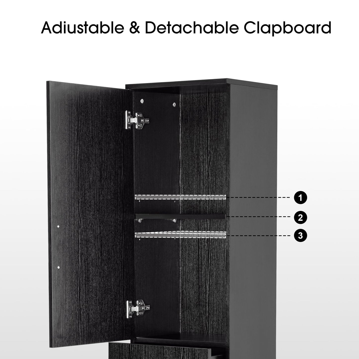 BarberPub Wall Mount Classic Barber Station with 3 Hair Dryer Holders, Hair Stylist Salon Storage Cabinet, Beauty Spa Tool Organizer Equipment 3207 (Black)