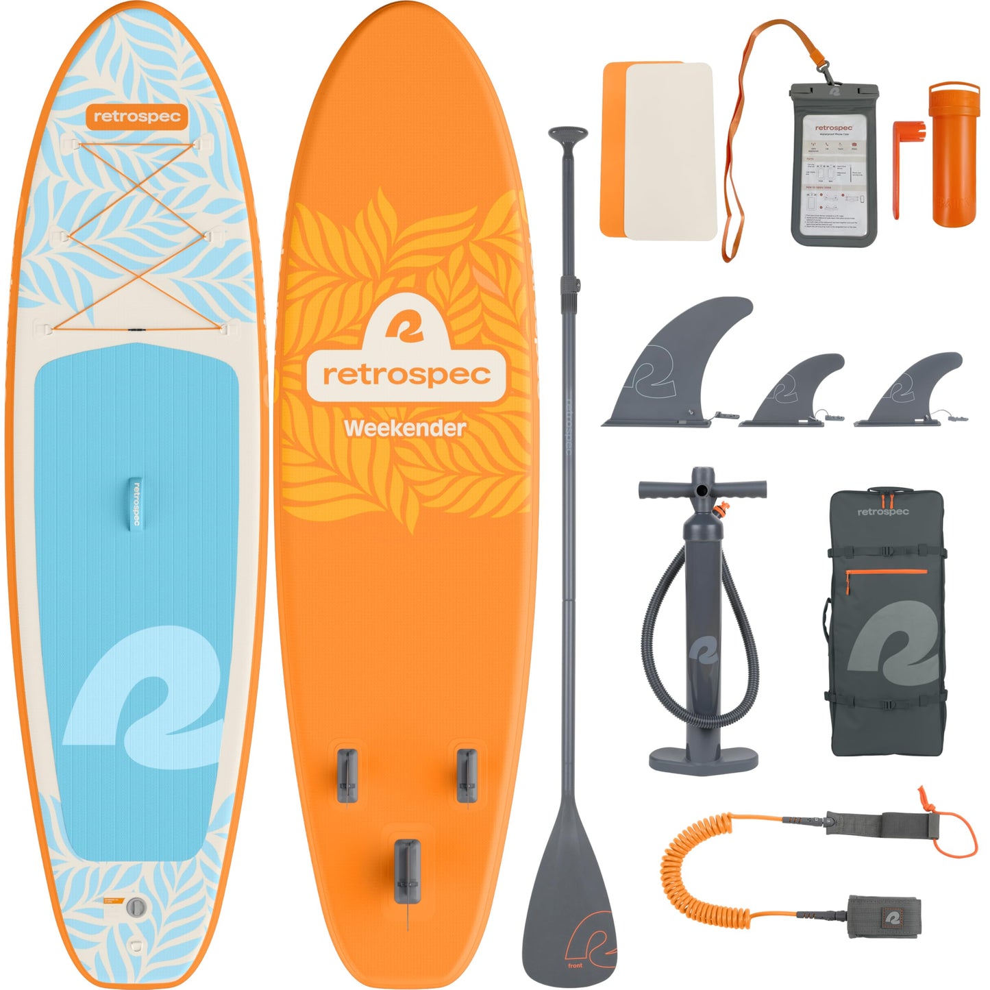 Retrospec Weekender Inflatable Stand Up Paddle Board Includes Paddle, Pump, Travel Bag and Accessories 10’6” Lightweight Inflatable SUP, Puncture Resistant Inflatable Paddle Board for Adults