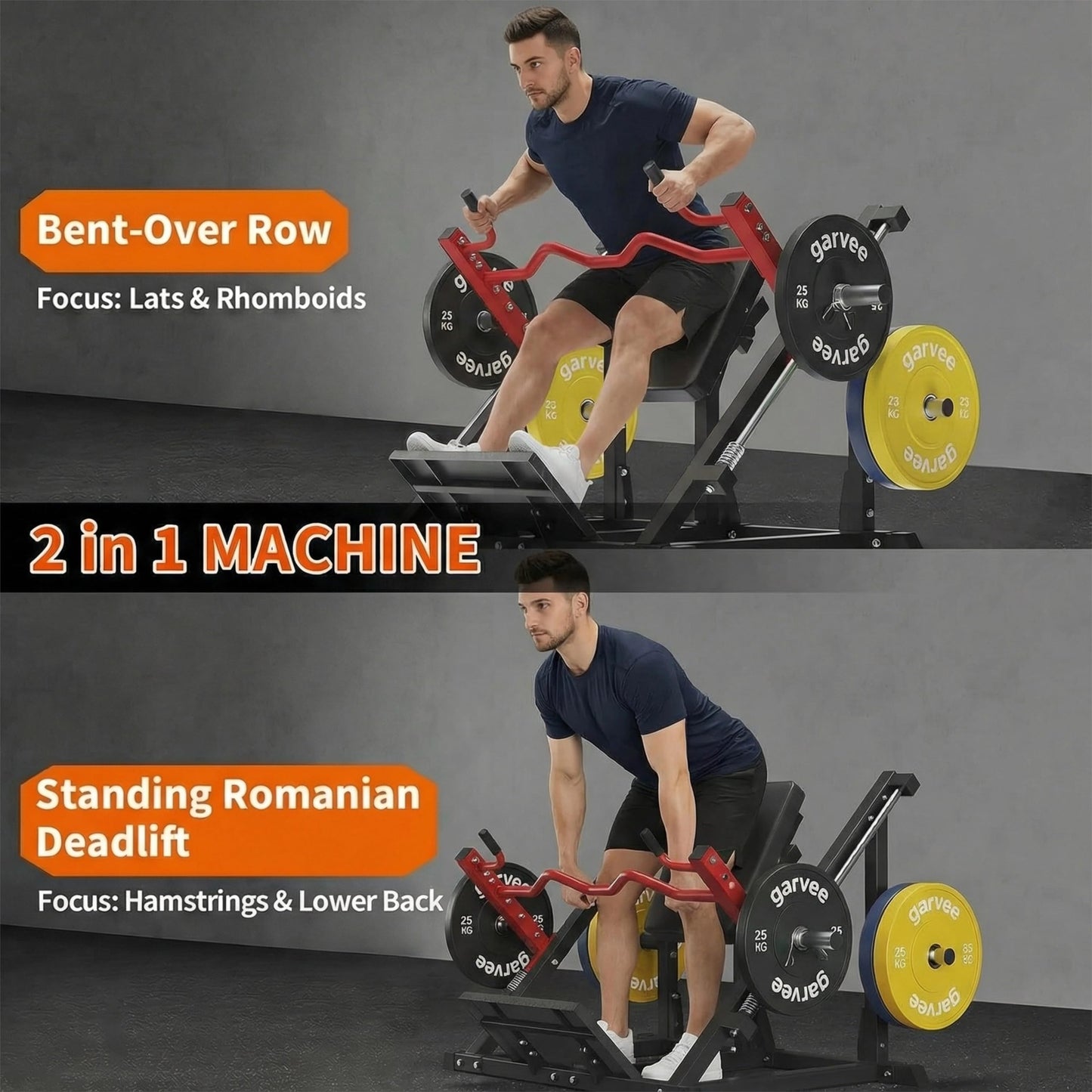 Linear Row Machine for Home Gym, Back Workout Machine with Plate-Loaded Smith Row, Workout Equipment Strength Training Upper Body Machines