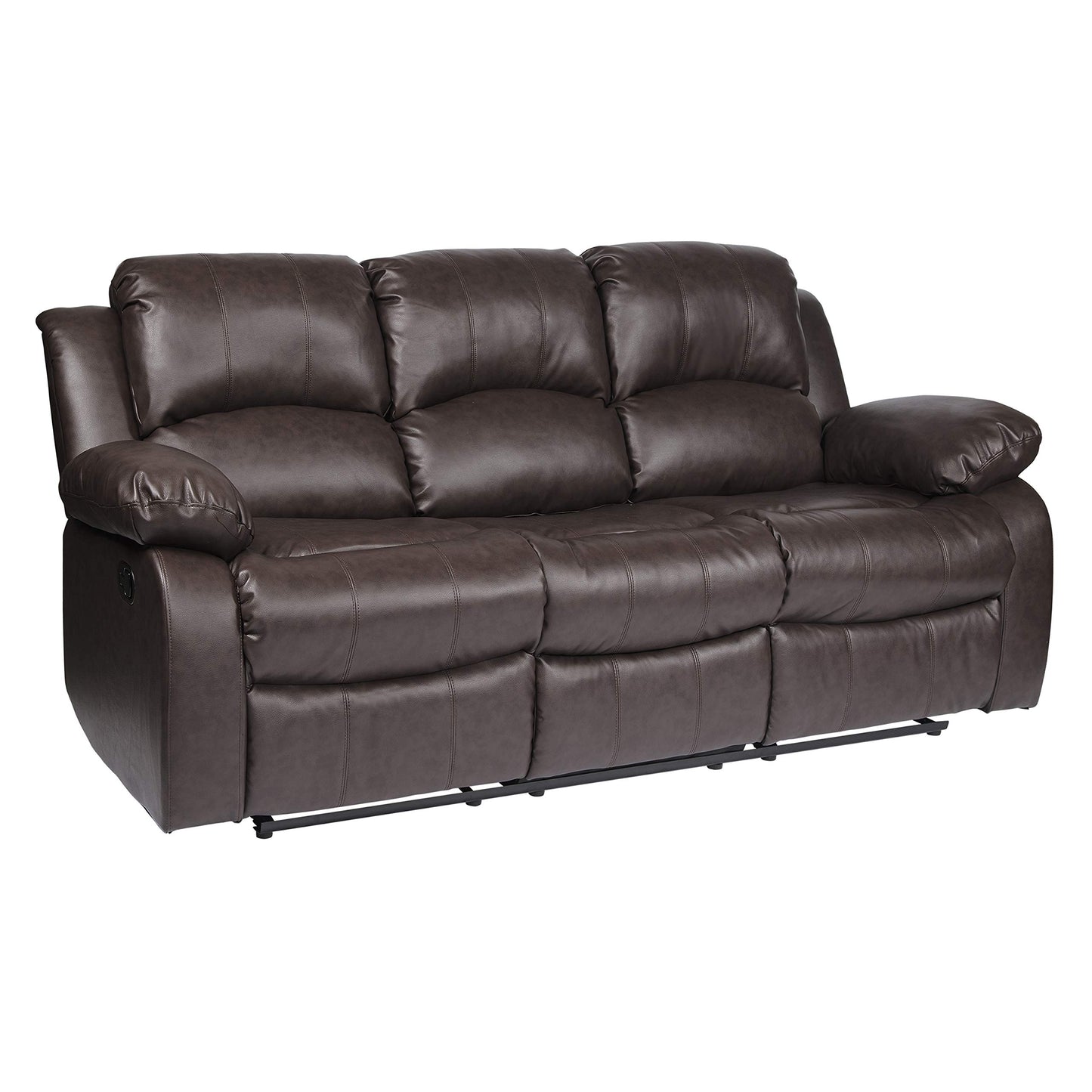 Lexicon Baluze Couch Recliner - Soft Faux Leather Double Reclining Sofa, Manual Pull Tab, Wall Hugger, High-Density Foam, Solid Wood Frame, Easy Assembly, 83" W, Living Room, RV - Brown