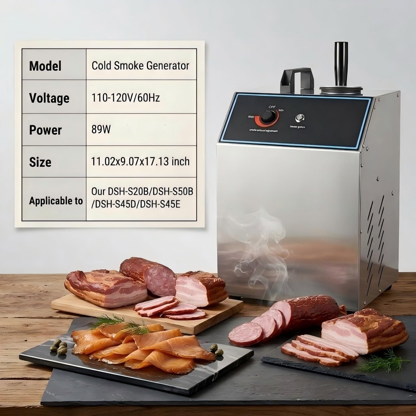 CLIVIA Cold Smoke Generator for Smoker, Electric Smoker Generator Commercial Cold Smoking Tube, Stainless Steel, Fit for Outdoor & Indoor Smoker Grills to Make Meat, Sausage, Salmon