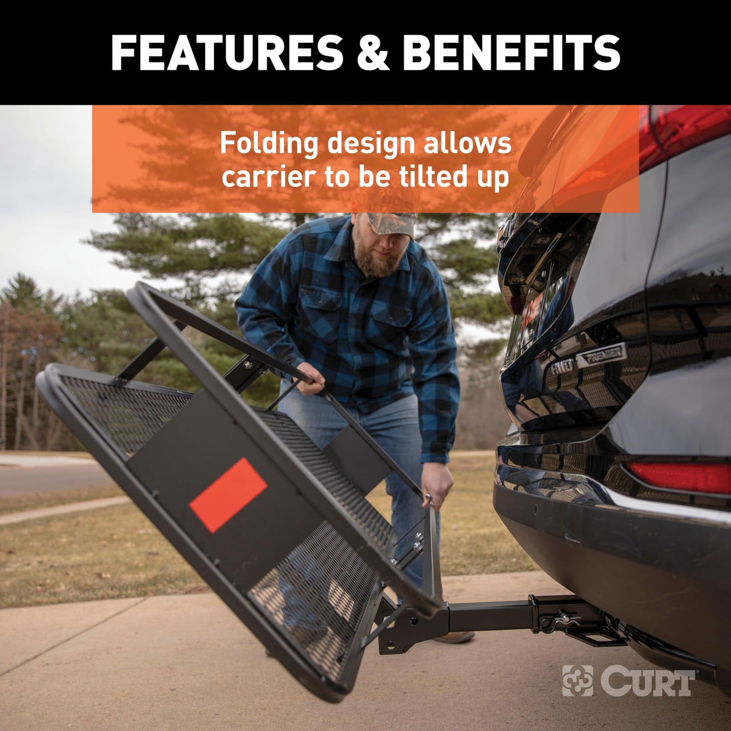 CURT 18151 Cargo Basket Hitch Trailer Hitch Cargo Carrier, 500 lbs. Capacity, 58-Inch x 20-Inch x 5-1/2-Inch, Fits 2-Inch Receiver