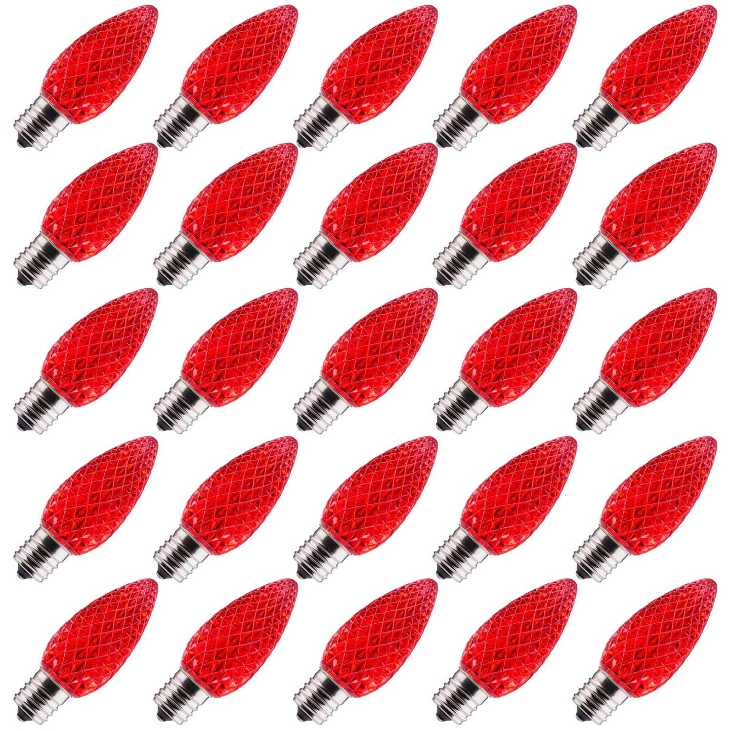 Minetom C9 LED Christmas Light Bulb 25 Pack, Shatterproof, E17 Base, Dimmable, Red