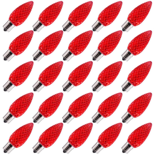 Minetom C9 LED Christmas Light Bulb 25 Pack, Shatterproof, E17 Base, Dimmable, Red